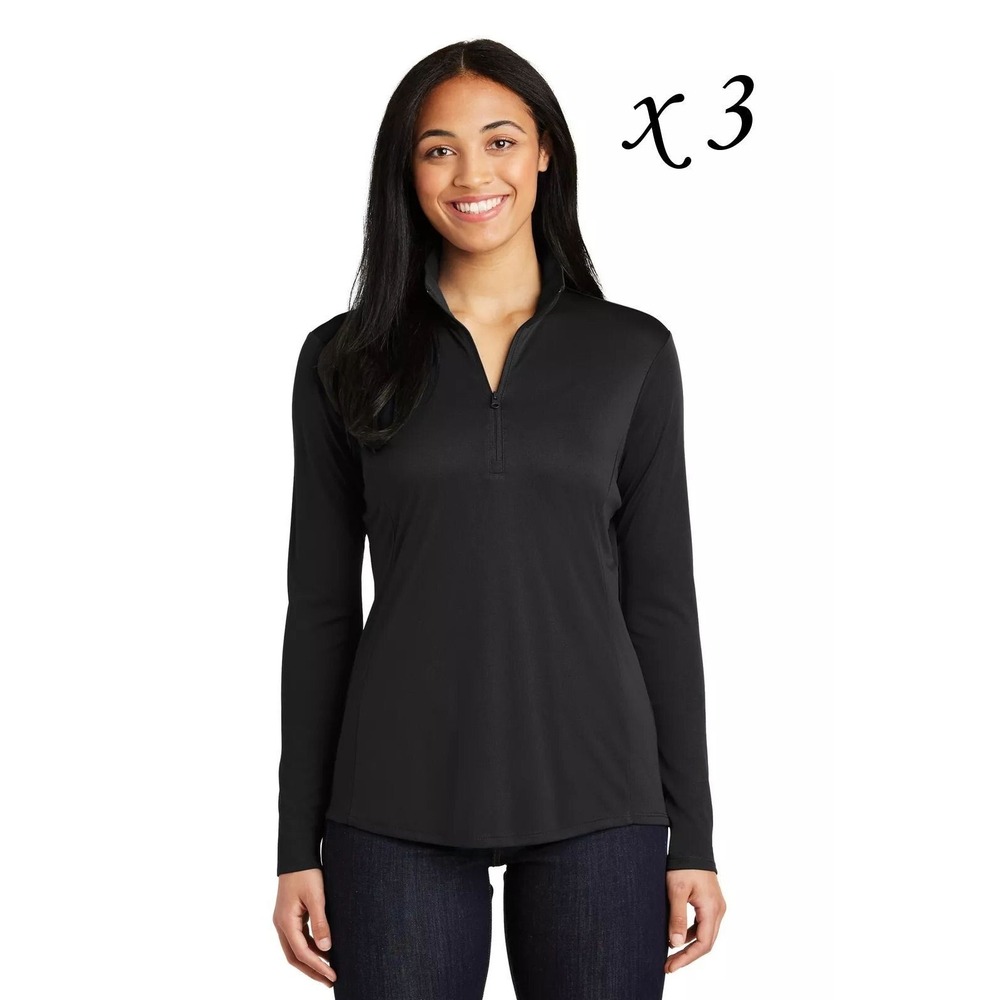 LOT: 3 Ladies Sport-Tek Long Sleeve Lightweight Competitor 1/4‎ Zip LST357 - XS
